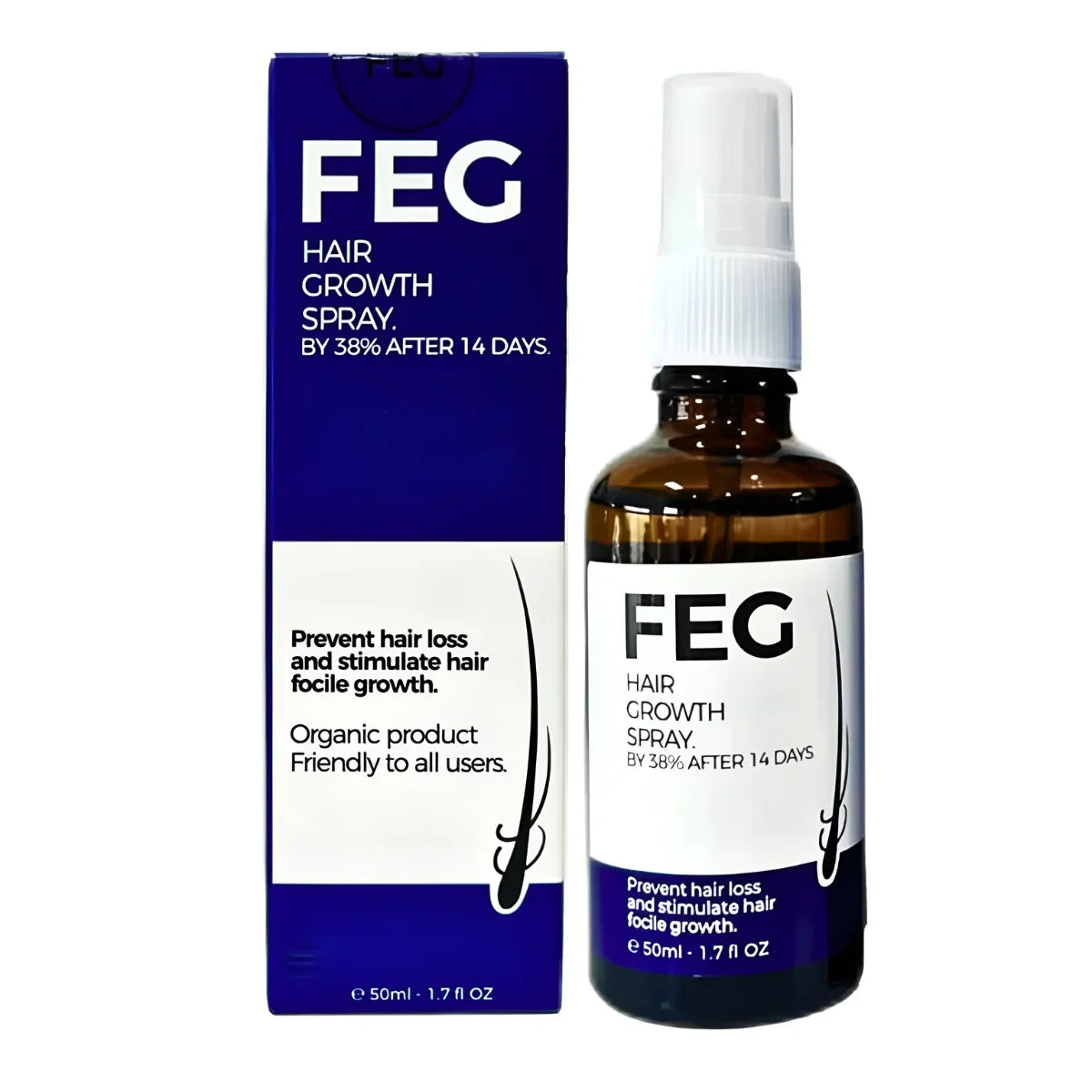 FEG Plus Hair Growth Spray 50ml + Derma Roller 0.5mm for Hair & Skin (2 IN 1 Hair Growth Bundle)