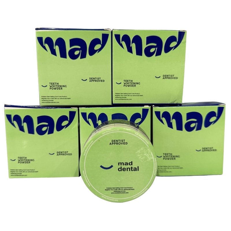 Mad Dental Care Teeth Whitening Powder – Dentist Approved | Natural Enamel-Safe Formula for Bright Smile (Pack of 2)