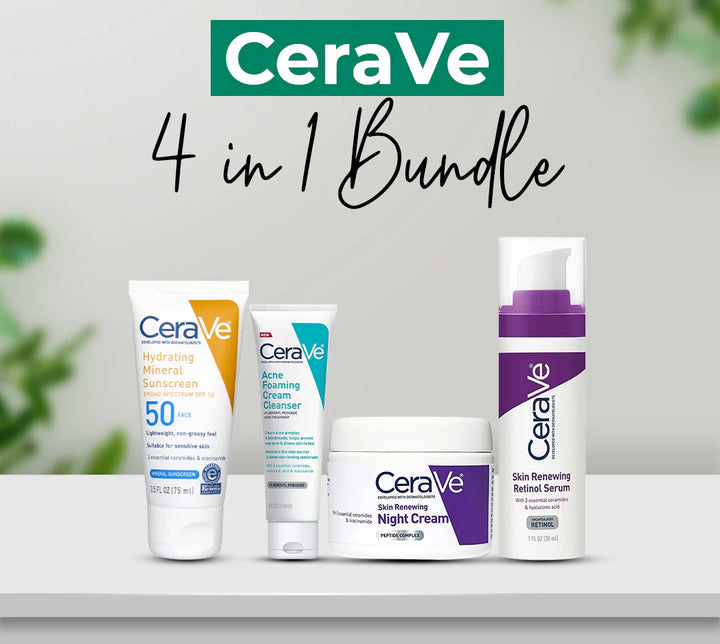 CeraVe 4-in-1 Skincare Kit – Cleanser, Serum, Sunblock & Night Cream