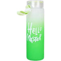 White Frosted Glass Water Bottle | Leak-Proof Insulated Bottle with Hello Master Decal Logo | 400ml