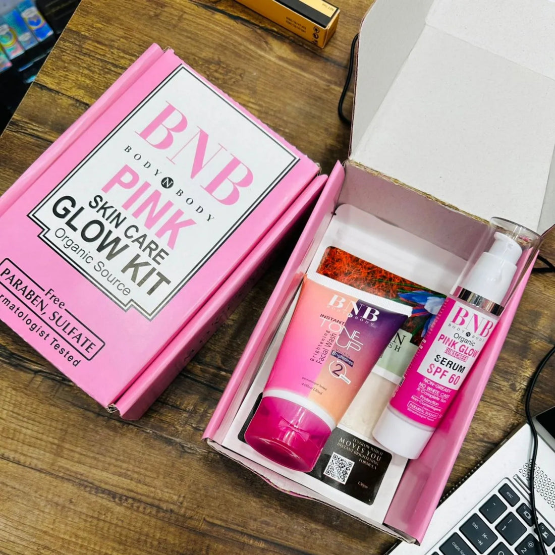 BNB Pink Face Glow Kit | Tone Up Wash | Mask | SPF | 3-in-1